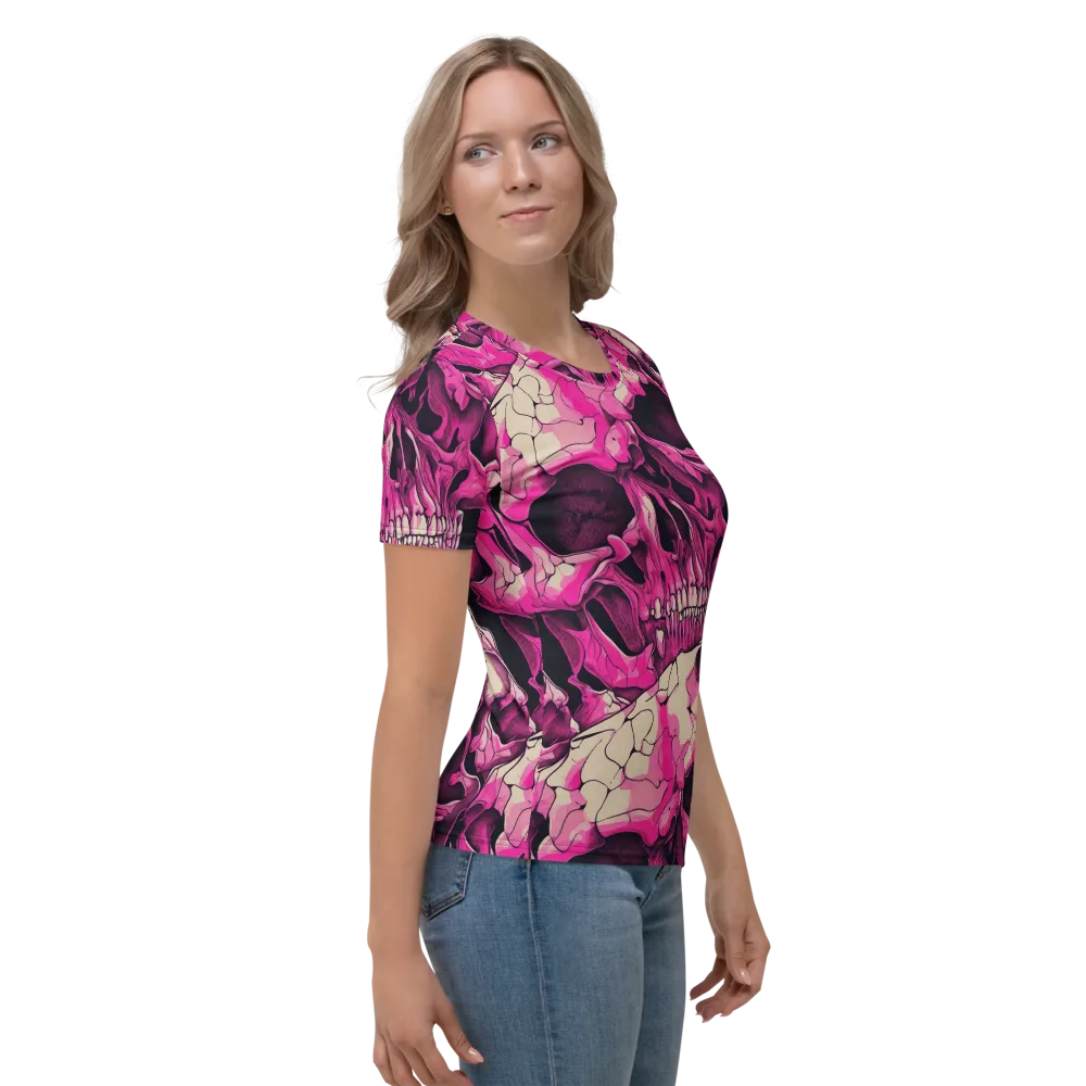 Fuchsia Bones on Women's Crew Neck T-Shirt — Right