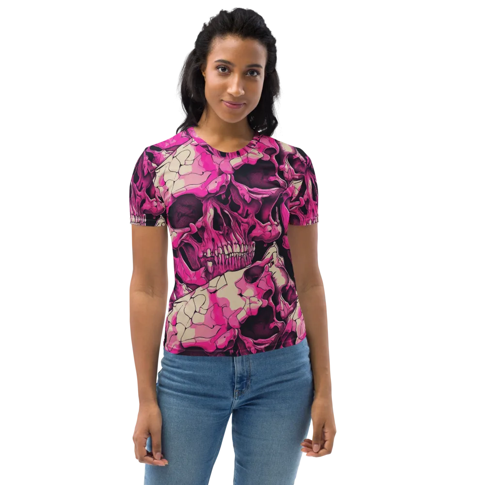 Fuchsia Bones on Women's Crew Neck T-Shirt — Front