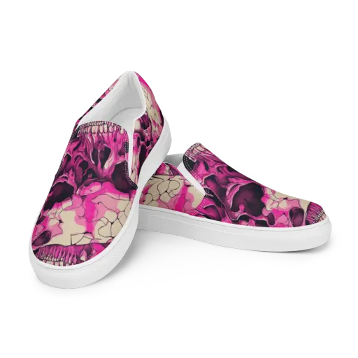 Fuchsia Bones on a Men's Slip-On Canvas Shoes