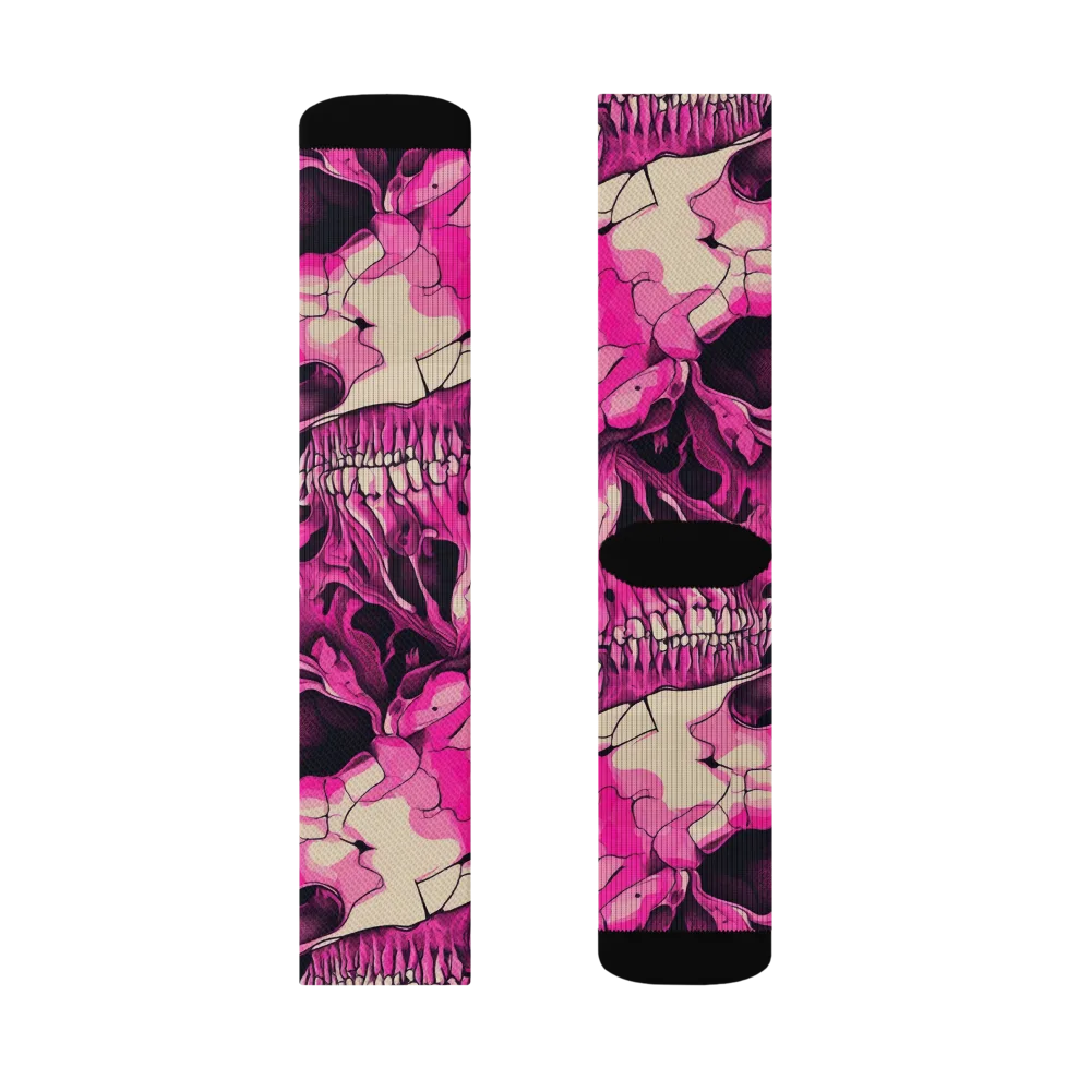 Fuchsia Bones on Socks — Right Sock