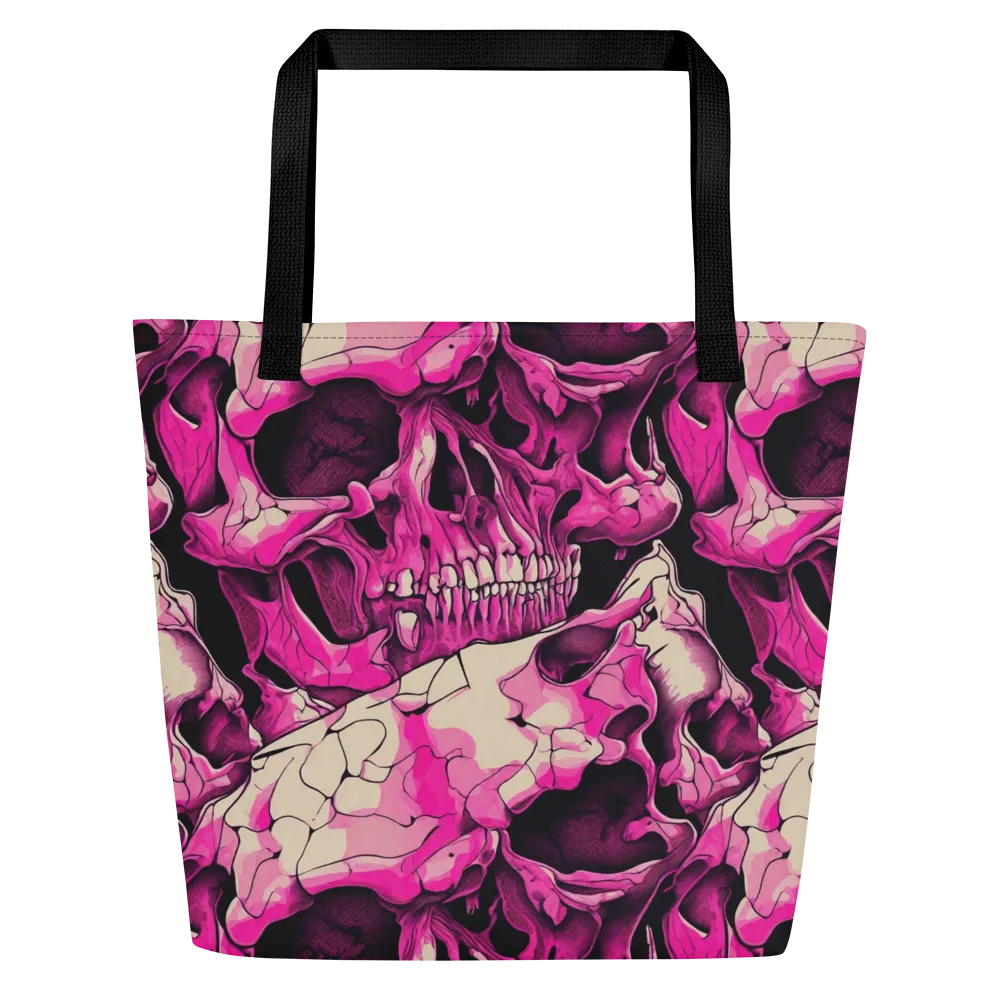 Fuchsia Bones on Large Tote Bag W/ Pocket — Front