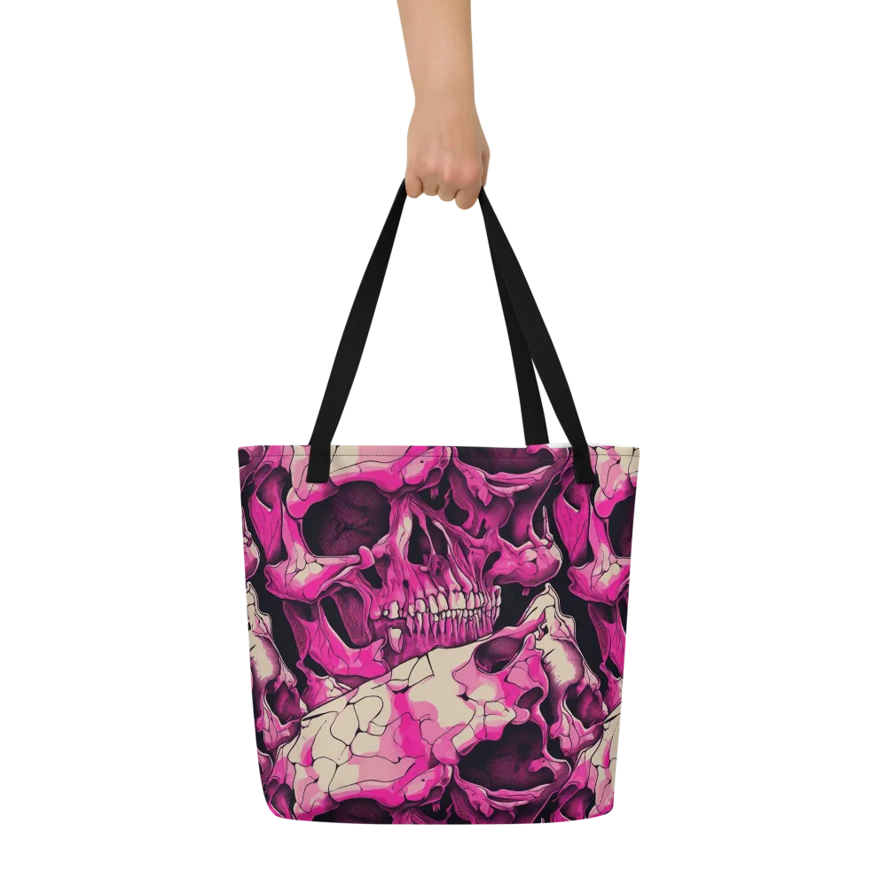 Fuchsia Bones on Large Tote Bag W/ Pocket — Front