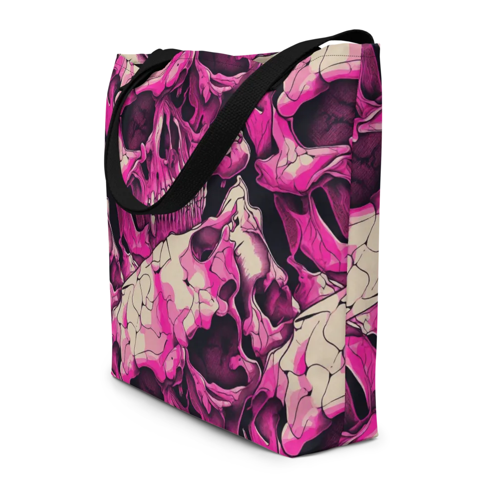 Fuchsia Bones on Large Tote Bag W/ Pocket — Front