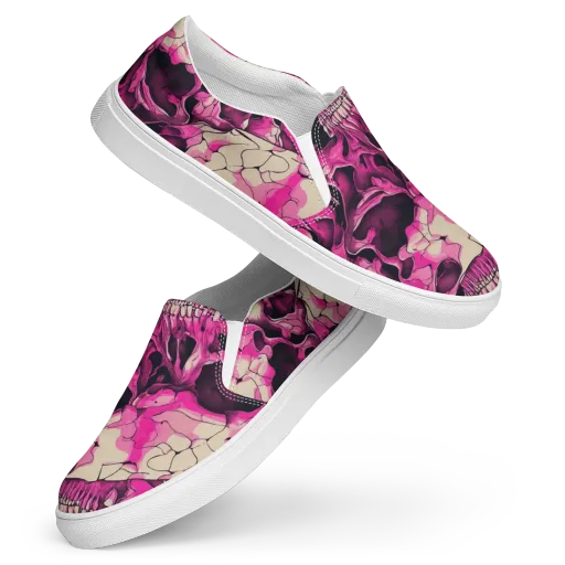 Fuchsia Bones on a Women's Slip-On Canvas Shoes