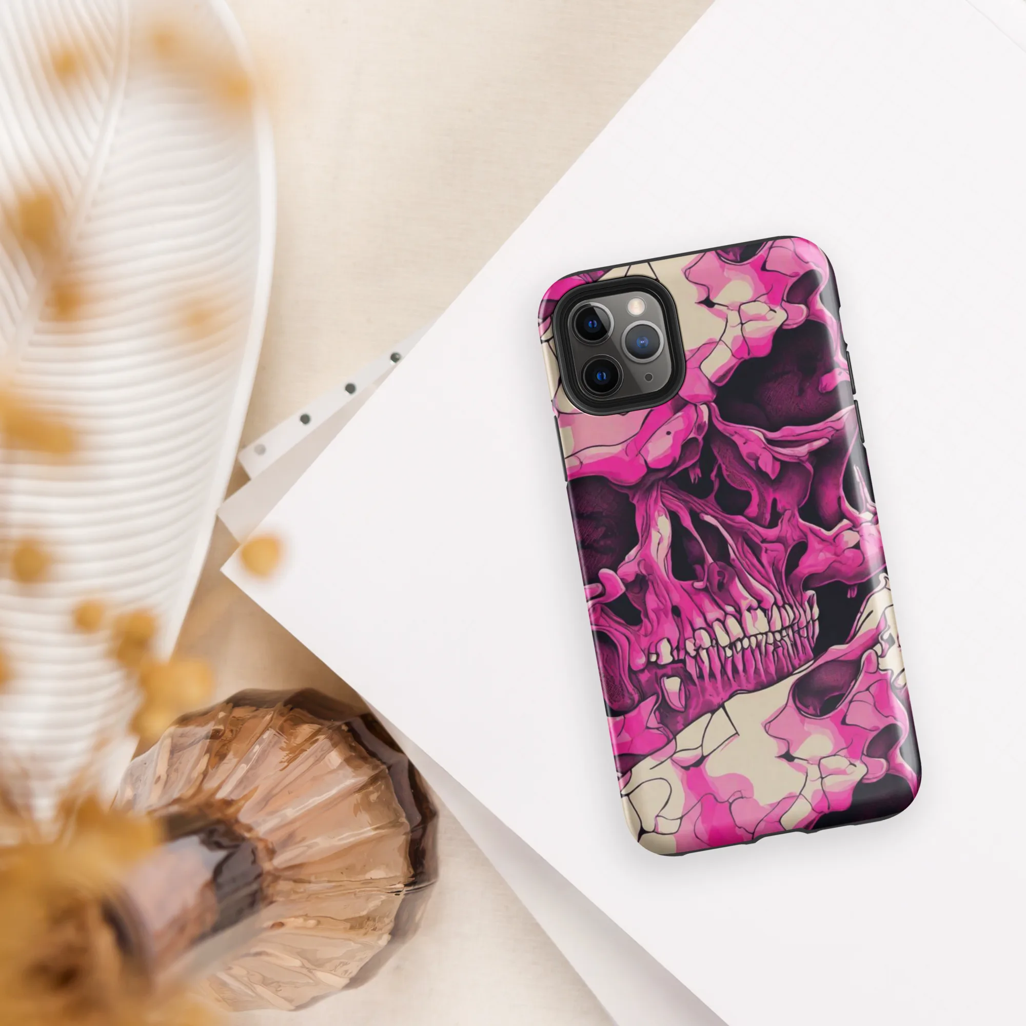 Fuchsia Bones on Tough Case for iPhone® — Front