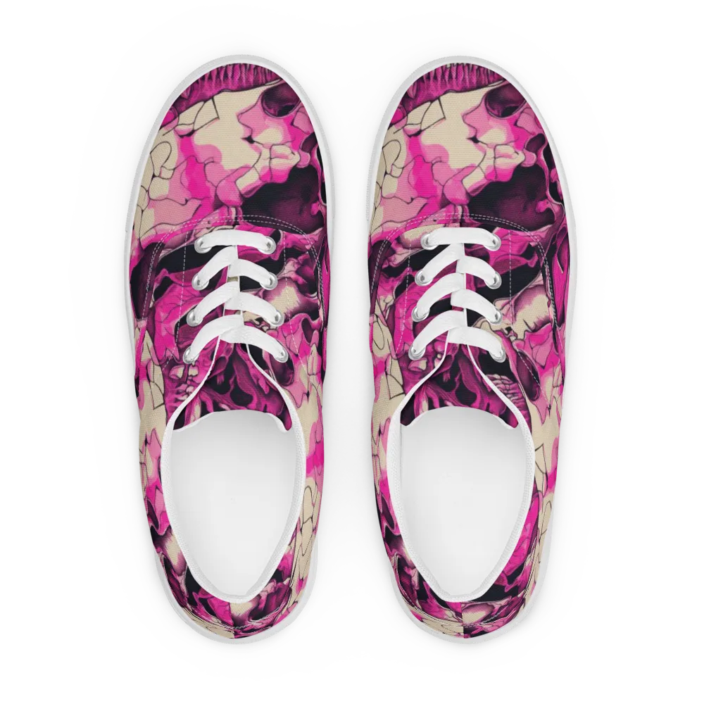 Fuchsia Bones on Men's Lace-Up Canvas Shoes — Front