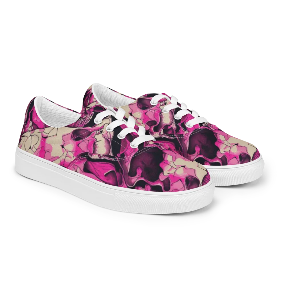 Fuchsia Bones on Men's Lace-Up Canvas Shoes — Right Front