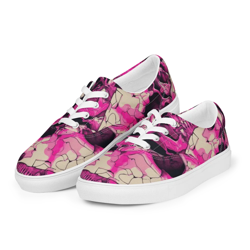 Fuchsia Bones on Men's Lace-Up Canvas Shoes — Left Front