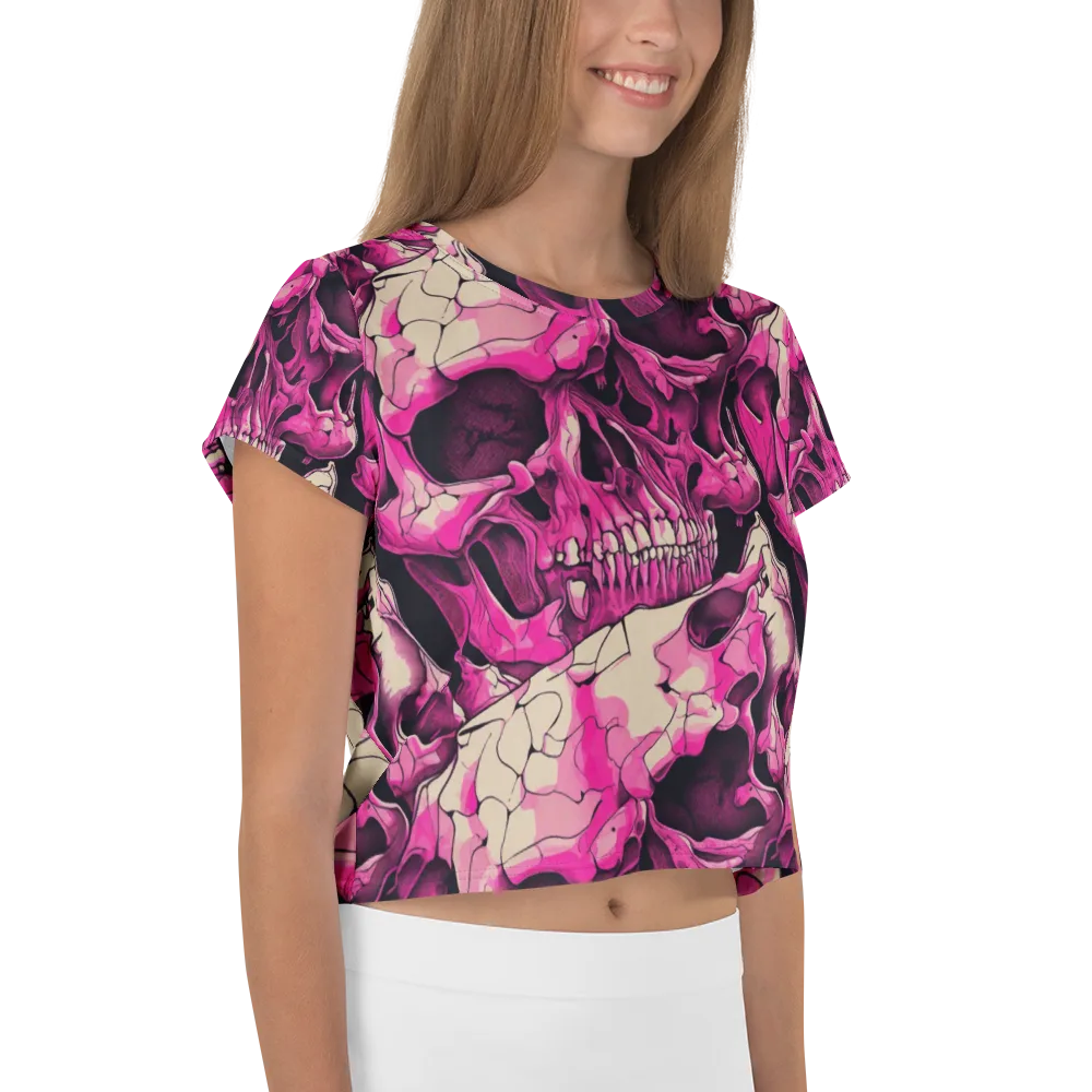 Fuchsia Bones on Crop Tee — Right