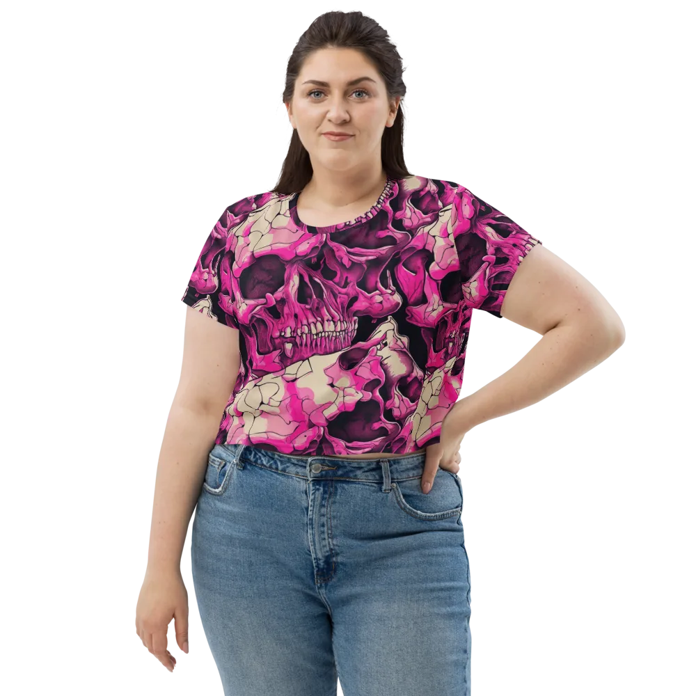 Fuchsia Bones on Crop Tee — Front