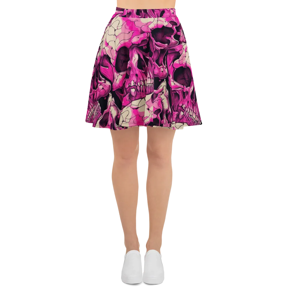 Fuchsia Bones on Skater Skirt — Front