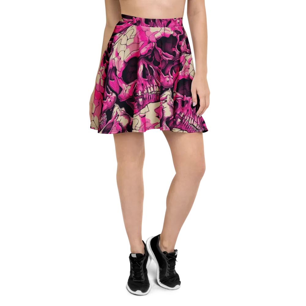 Fuchsia Bones on Skater Skirt — Front