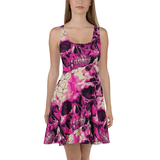 Fuchsia Bones on a Skater Dress