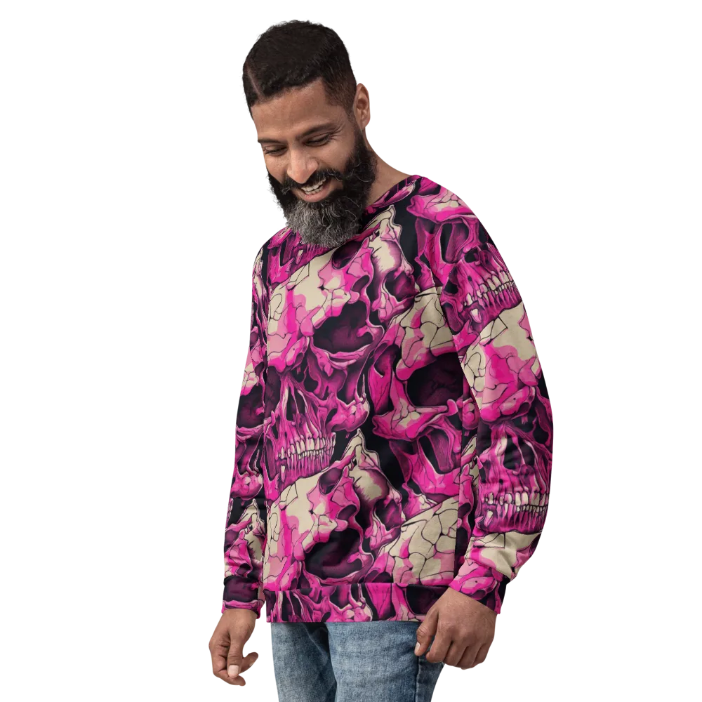 Fuchsia Bones on Sweatshirt — Left Front