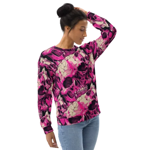 Fuchsia Bones on a Sweatshirt