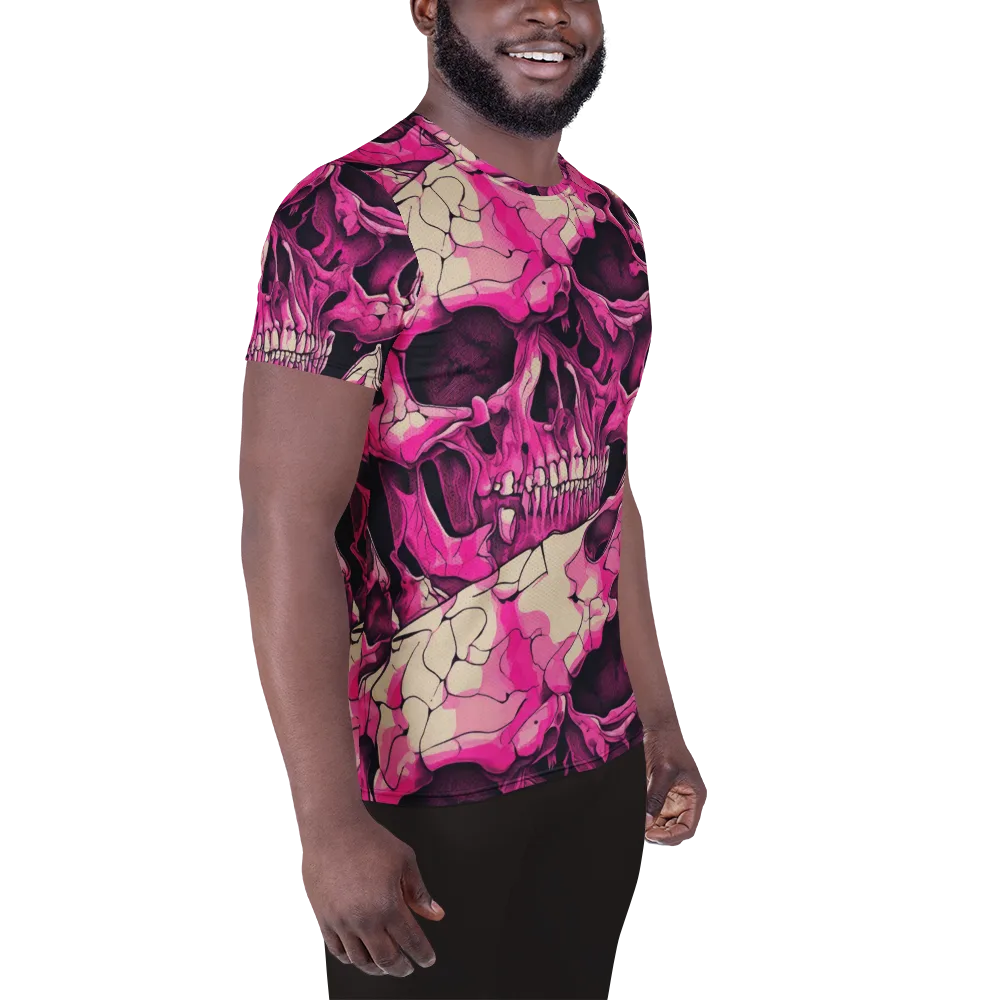 Fuchsia Bones on Men's Athletic T-Shirt — Right
