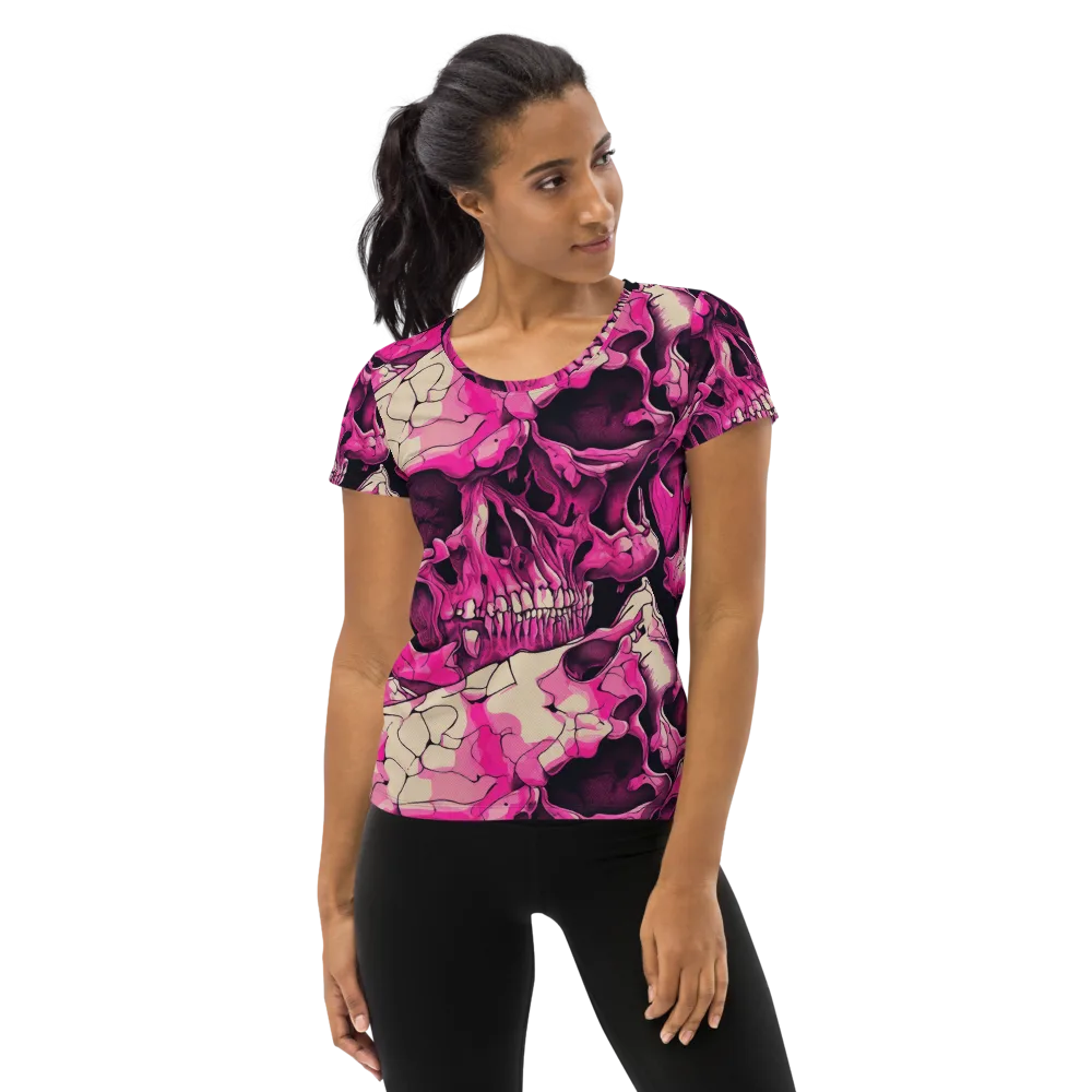Fuchsia Bones on Women's Athletic T-Shirt — Front