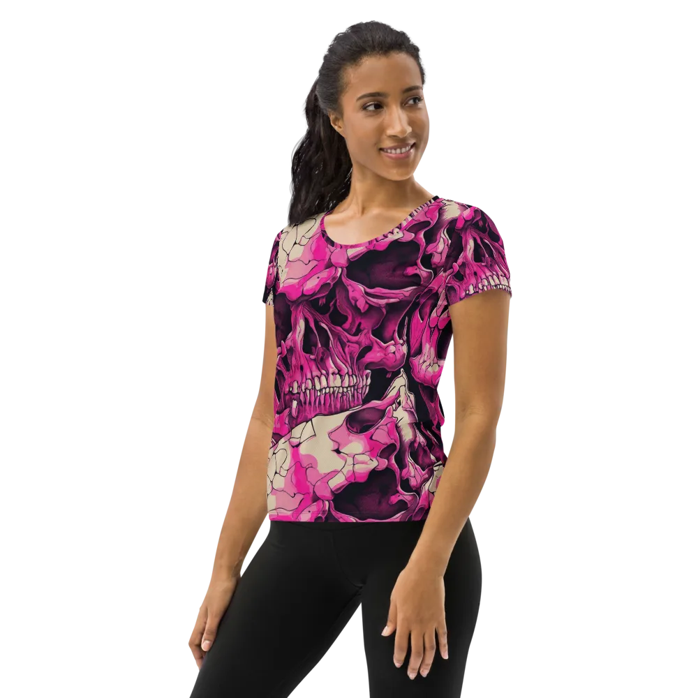 Fuchsia Bones on Women's Athletic T-Shirt — Left