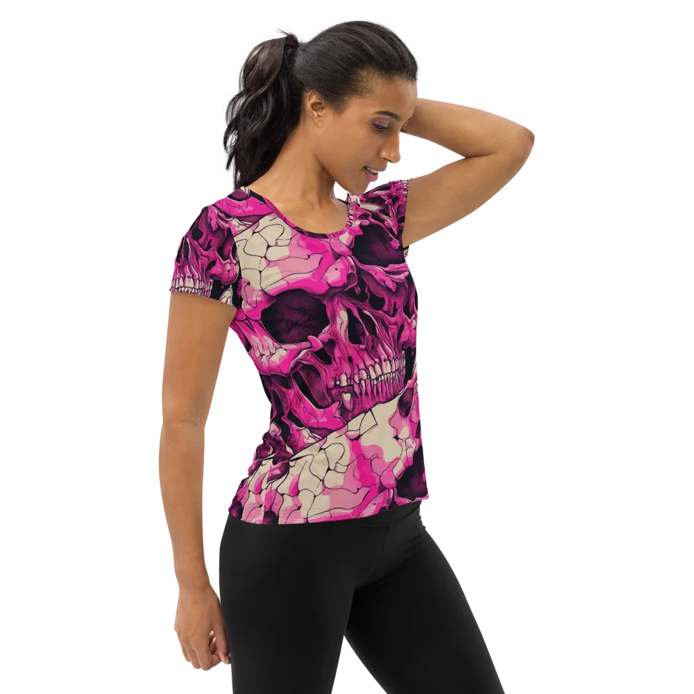Fuchsia Bones on Women's Athletic T-Shirt — Right