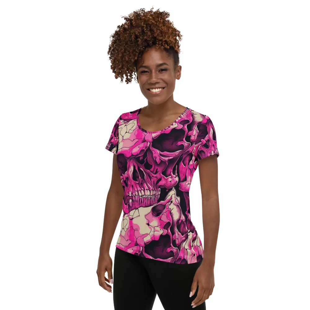 Fuchsia Bones on Women's Athletic T-Shirt — Left