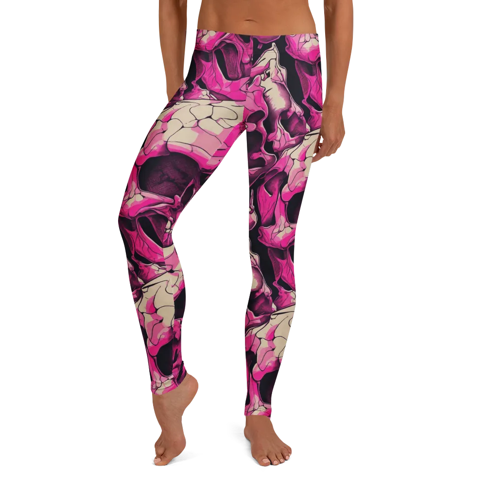 Fuchsia Bones on Leggings — Front
