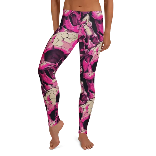 Fuchsia Bones on a Leggings