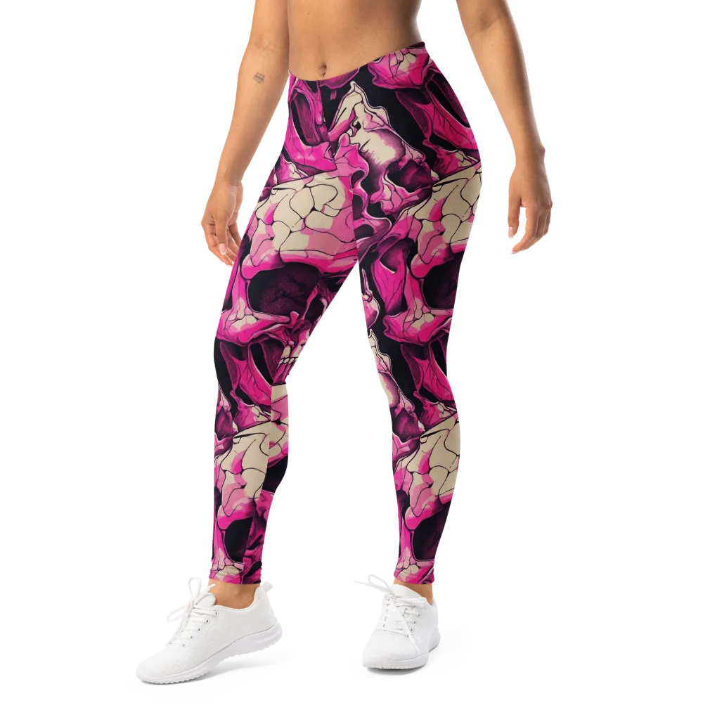 Fuchsia Bones on Leggings — Left Front