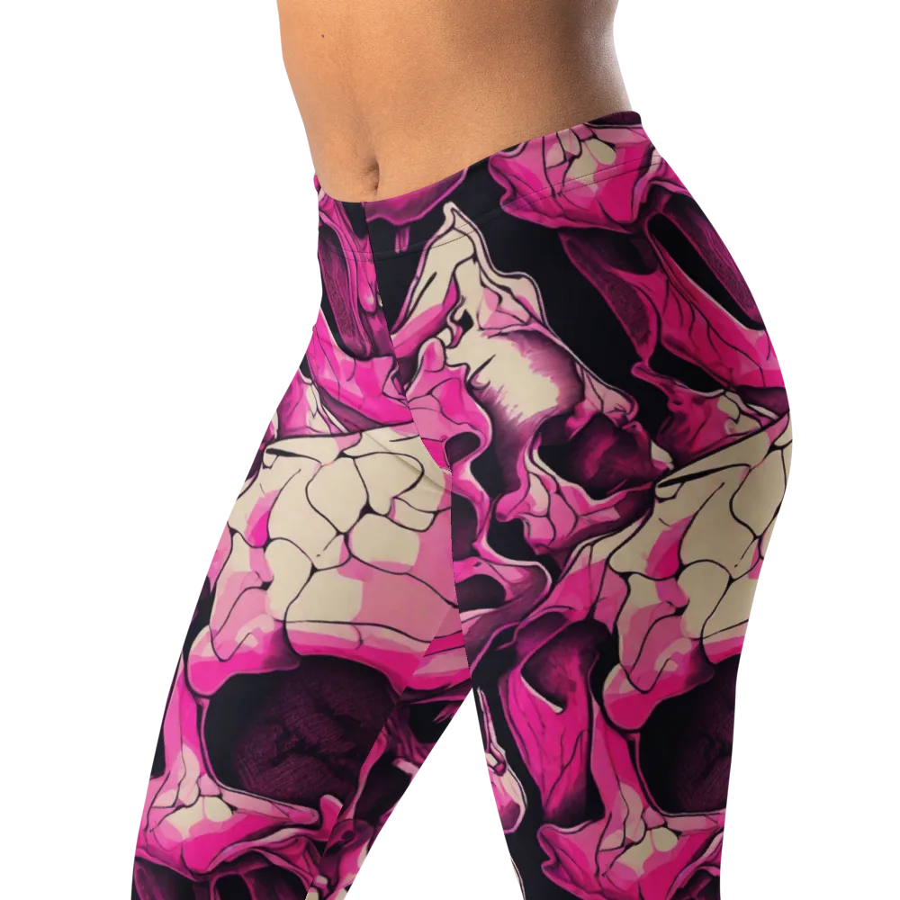 Fuchsia Bones on Leggings — Left Front