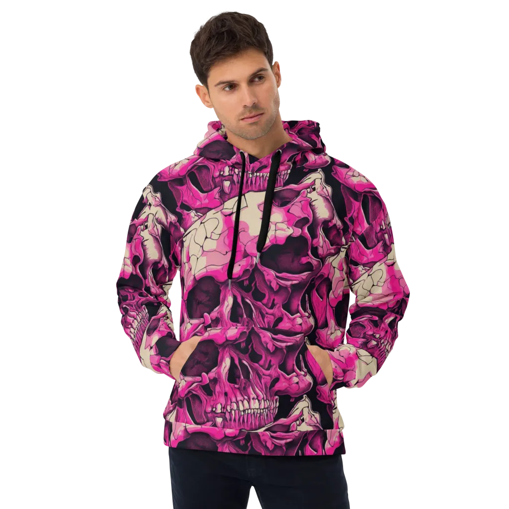 Fuchsia Bones on Hoodie — Front
