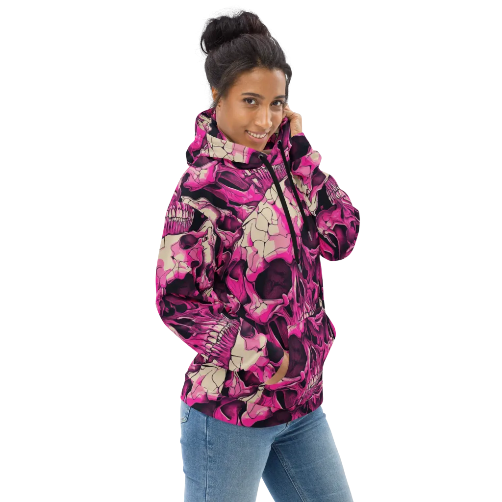 Fuchsia Bones on Hoodie — Right