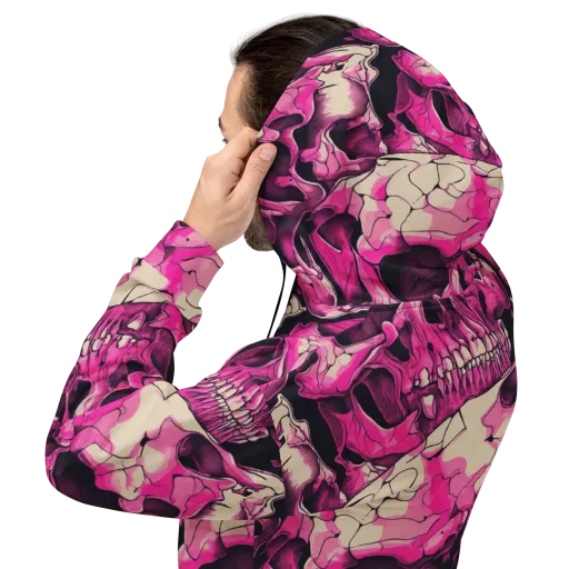 Fuchsia Bones on a Hoodie