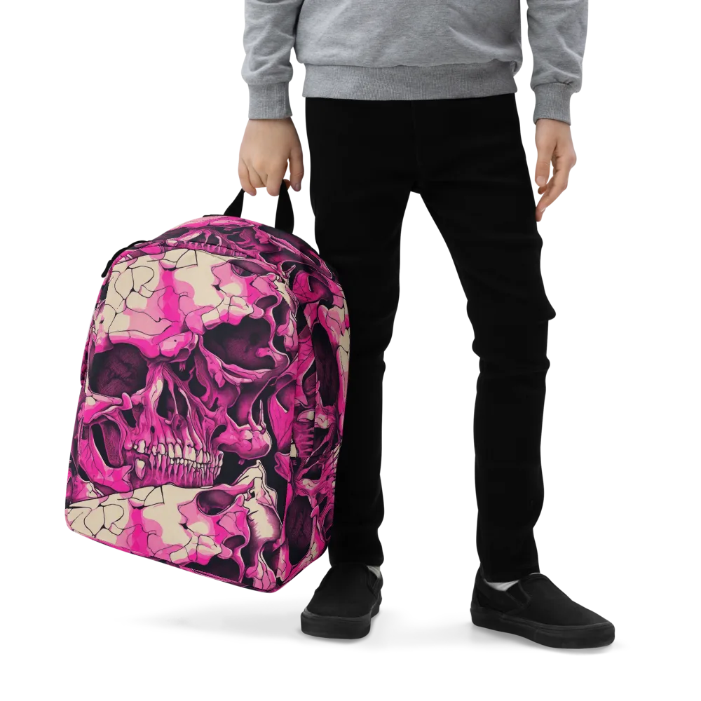 Fuchsia Bones on Minimalist Backpack — Zoomed-in