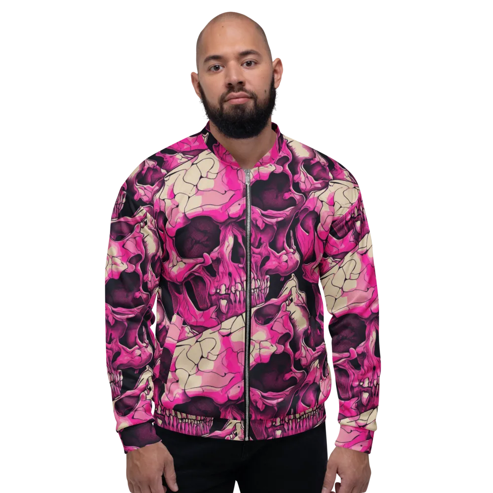 Fuchsia Bones on Bomber Jacket — Front