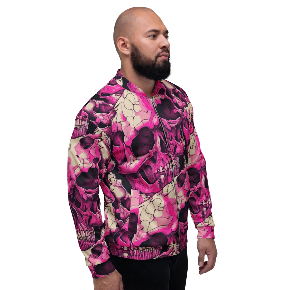 Fuchsia Bones on Bomber Jacket — Right