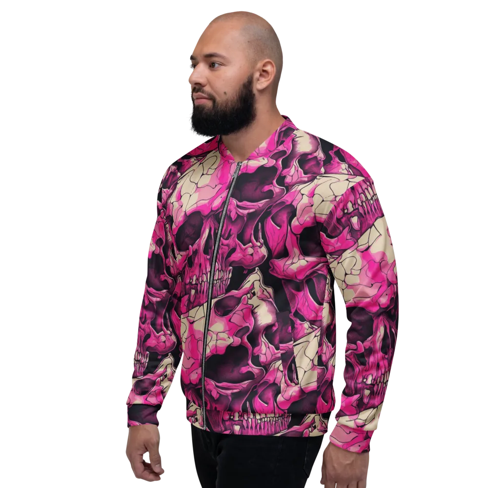 Fuchsia Bones on Bomber Jacket — Left