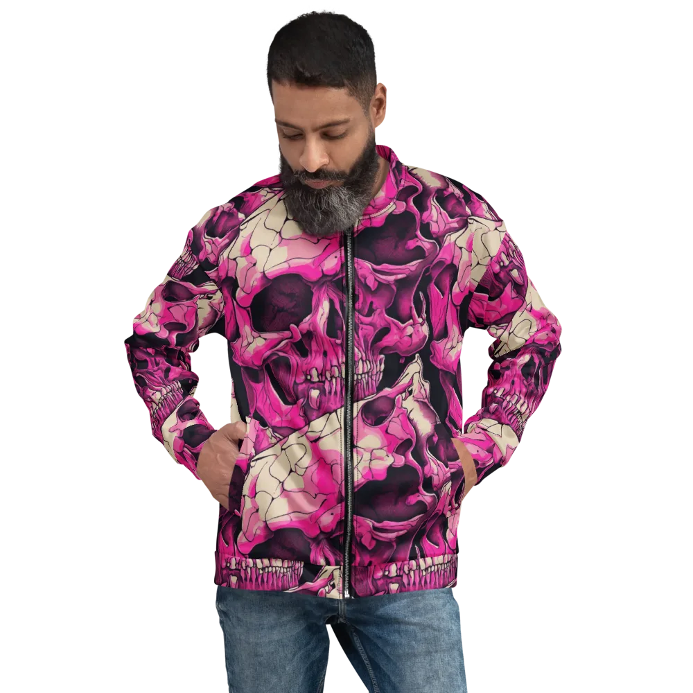 Fuchsia Bones on Bomber Jacket — Front
