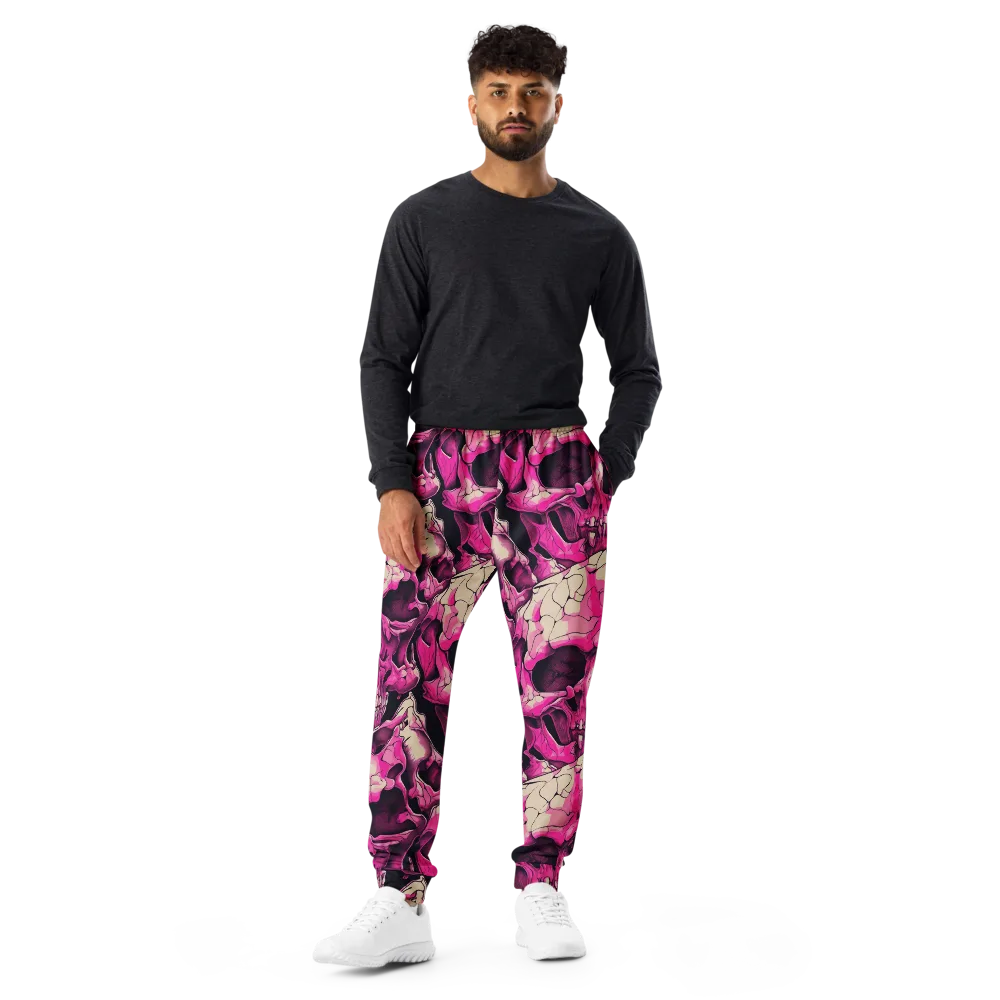 Fuchsia Bones on Men's Joggers — Front