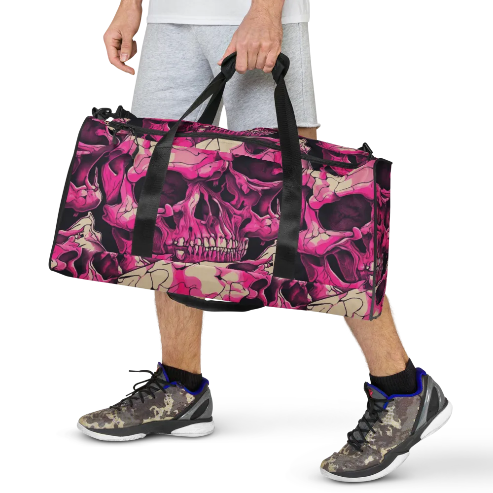 Fuchsia Bones on Duffle Bag — Front