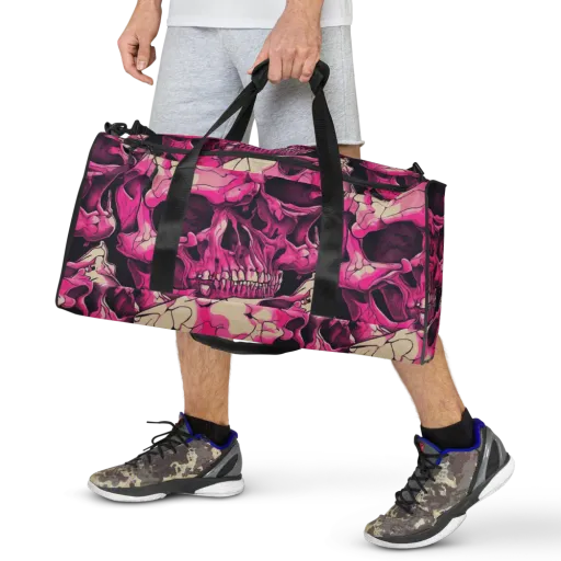 Fuchsia Bones on a Duffle Bag