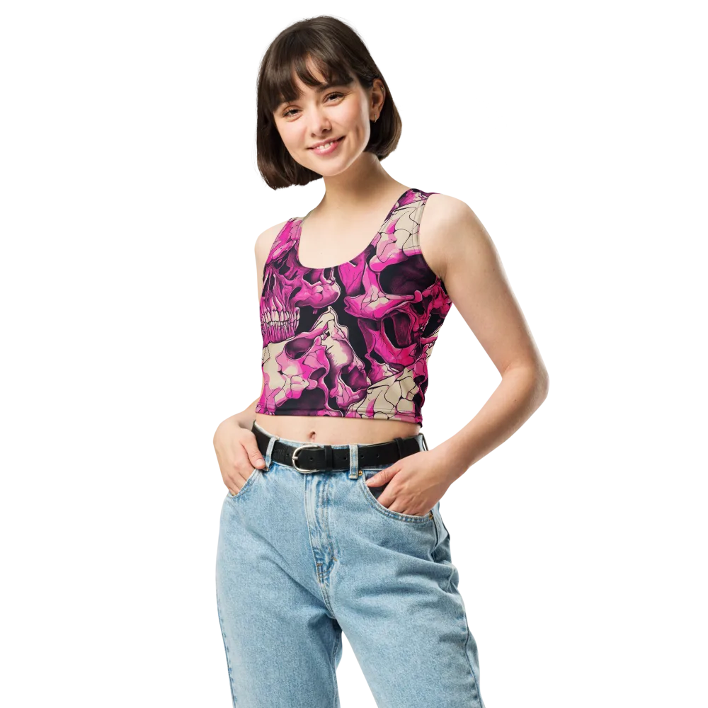 Fuchsia Bones on Crop Top — Front