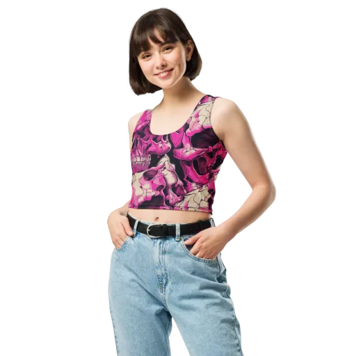 Fuchsia Bones on a Crop Top