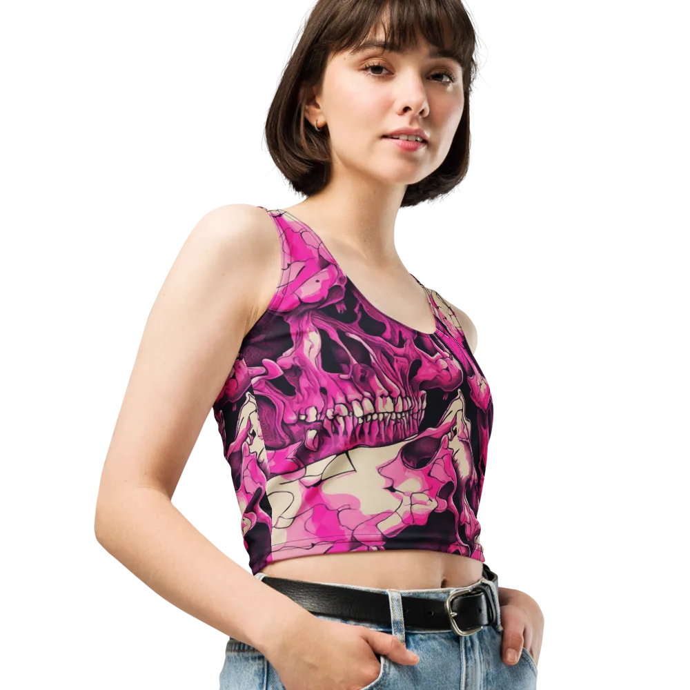 Fuchsia Bones on Crop Top — Right Front