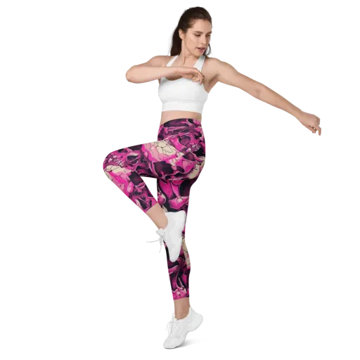 Fuchsia Bones on a Leggings with Pockets
