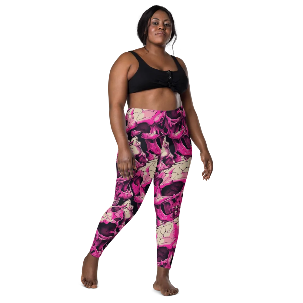 Fuchsia Bones on Leggings with Pockets — Front