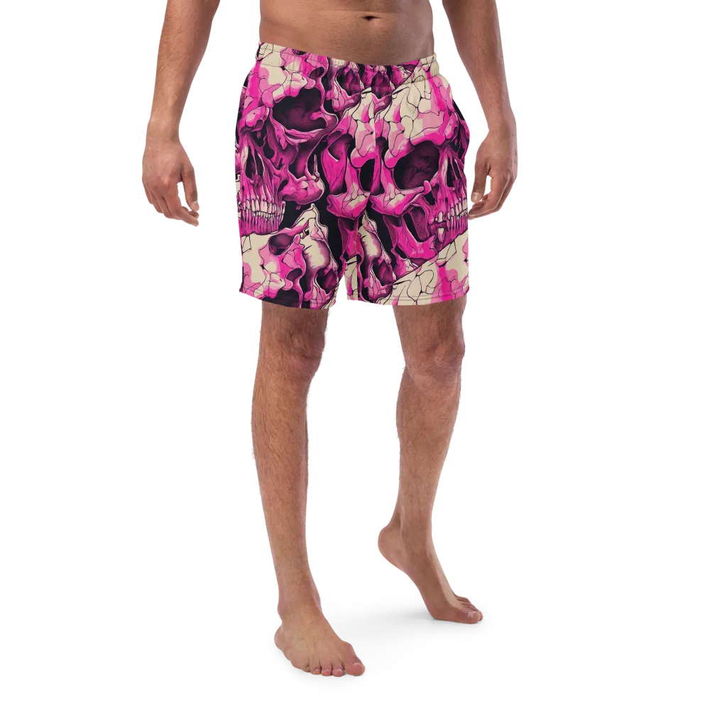 Fuchsia Bones on Swim Trunks — Front