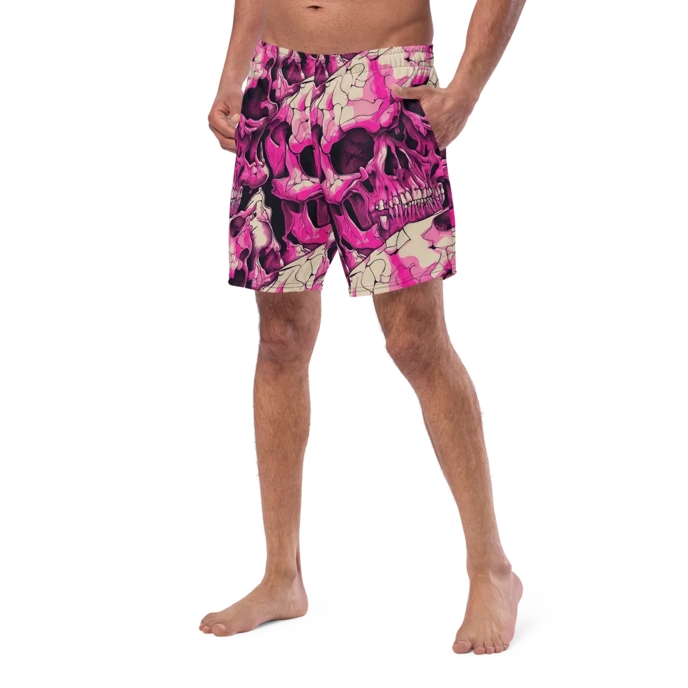 Fuchsia Bones on Swim Trunks — Left Front
