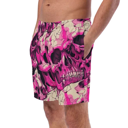 Fuchsia Bones on a Swim Trunks