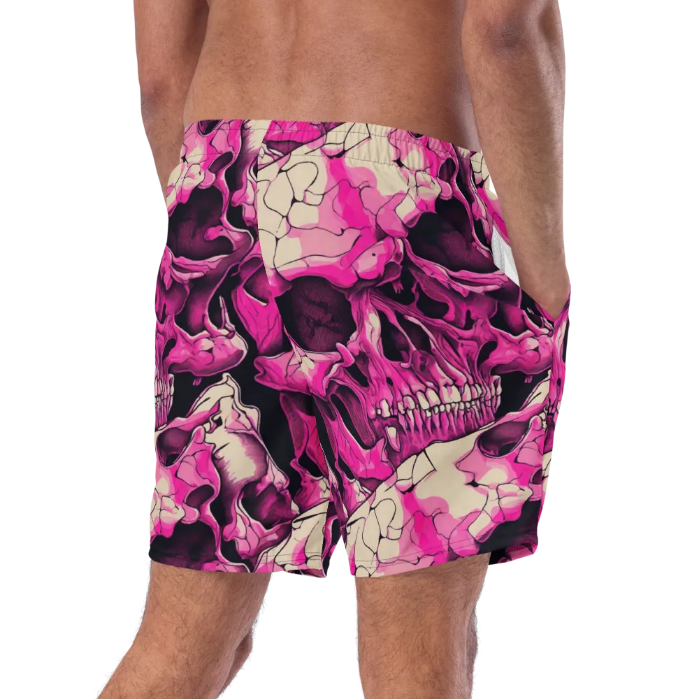 Fuchsia Bones on Swim Trunks — Right Back