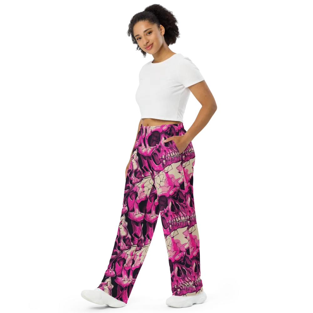Fuchsia Bones on Wide-Leg Pants — Left Front