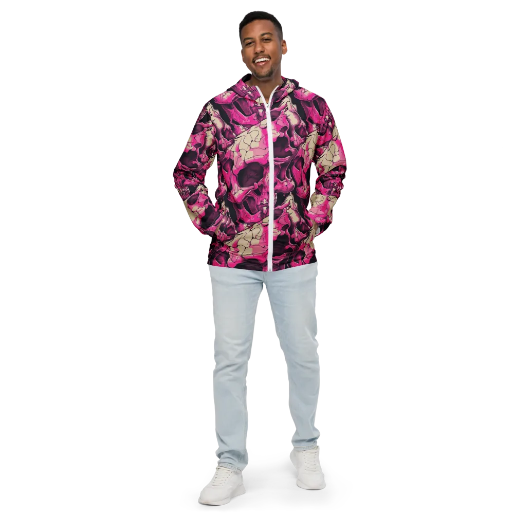 Fuchsia Bones on Men's Windbreaker — Front